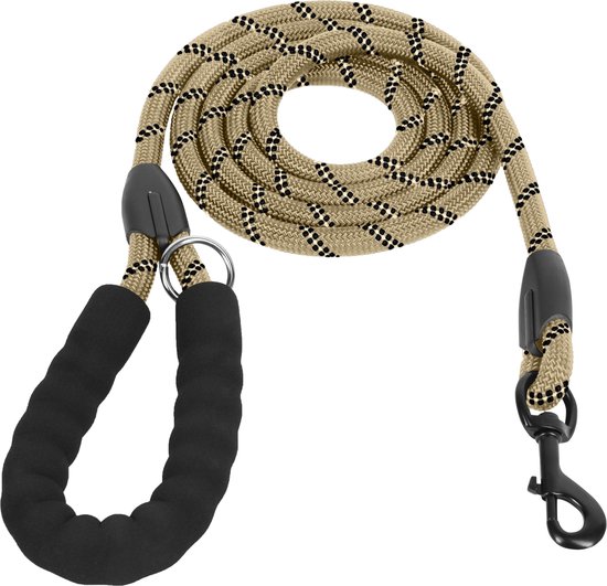 KCMultisupplies Hondenriem 2 Meter - Reflecterende Hondenlijn - Met Gevoerd Handvat - Geschikt voor Grote en Kleine Honden - Nylon Looplijn