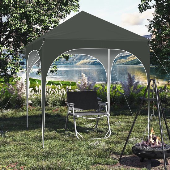 Opvouwbare Partytent - Easy up Partytent - Pop-up Paviljoen - 2x2m - Verstelbare Hoogte - Zijwanden - Waterdicht - UV - Bescherming - Buiten - Beige van Luminello — afbeelding 4