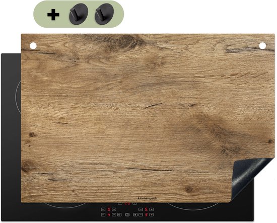 KitchenYeah® Protection plaque induction 77x51 cm - Marron - Motif bois - Protege plaque de cuisson - Couvre plaque induction - Protecteur d'induction - Cuisine