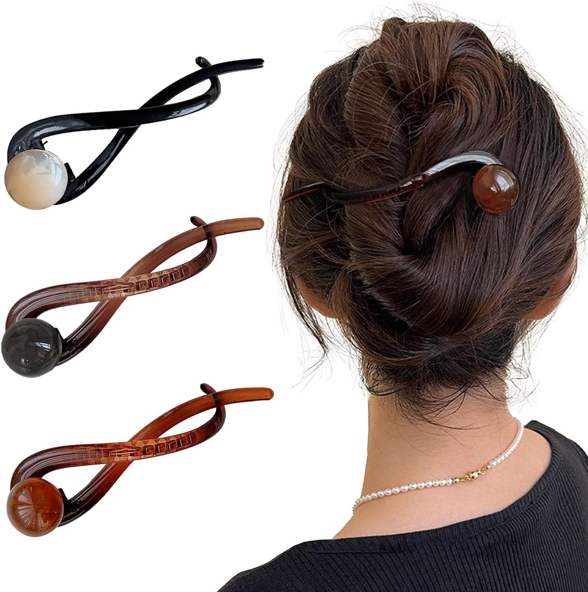 3 stuks parel-bananenclips haarspelden voor dames