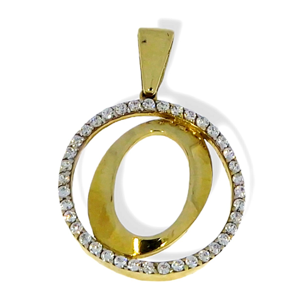 Goud Hanger Letter O 14 karaats Zirkonia