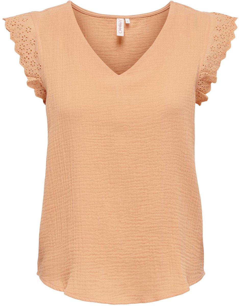 Only T-shirt Onlthyra Sl Mix Top Wvn 15292918 Orange Chiffon Dames Maat - S