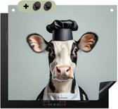 KitchenYeah® Inductie beschermer 60x50 cm - Koe - Zwart - Wit - Kok - Kookplaataccessoires - Afdekplaat voor kookplaat & Spatscherm achterwand - Inductiebeschermer - Inductiemat - Inductieplaat mat - Keuken decoratie