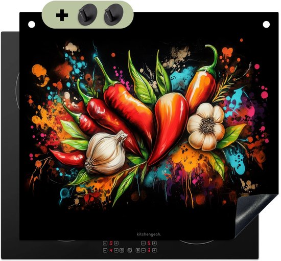 KitchenYeah© Inductie Beschermer 60x52 cm Keuken Decoratie Kookplaat Beschermer voor Inductiekookplaat Afdekplaat Anti Slip Mat - Rozen - Bloemen - Roze - Planten - Stilleven - Natuur