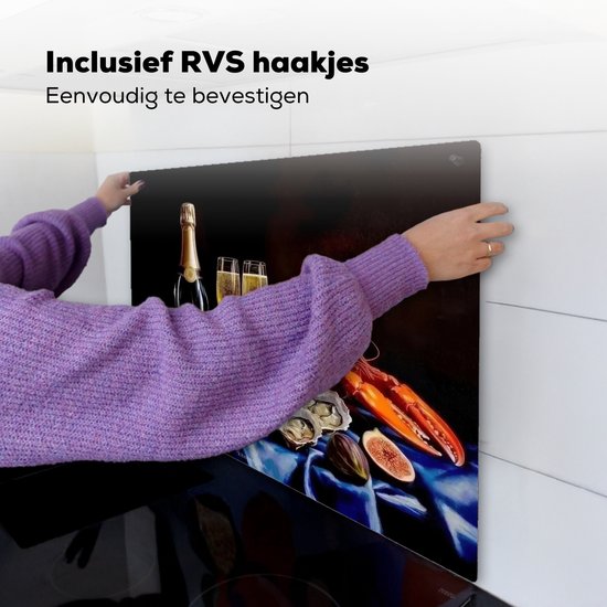 KitchenYeah® Protection plaque induction 57.6x51.6 cm - Champagne - Luxe - Huîtres - Protege plaque de cuisson - Couvre plaque induction - Protecteur d'induction - Cuisine