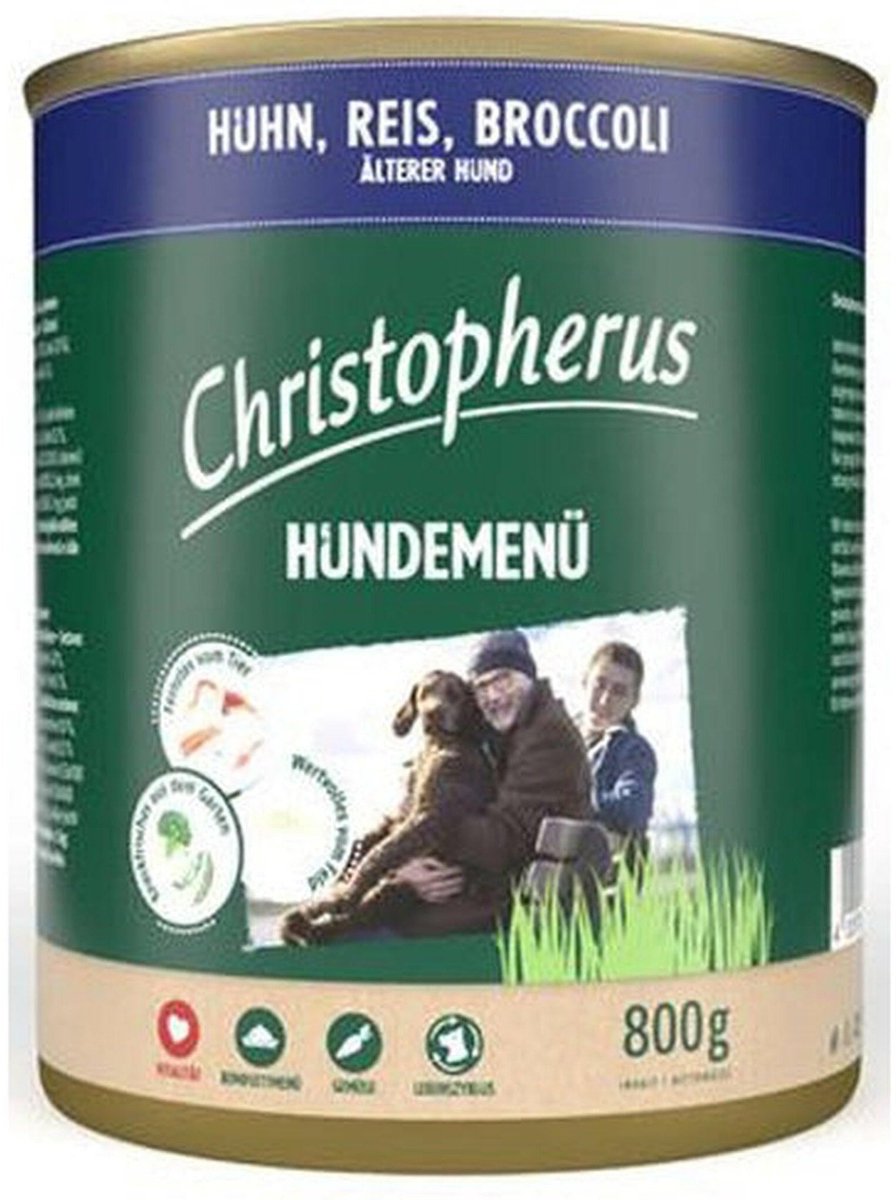 Christopherus hondenmenu senior 6x800g - kip, rijst, broccoli