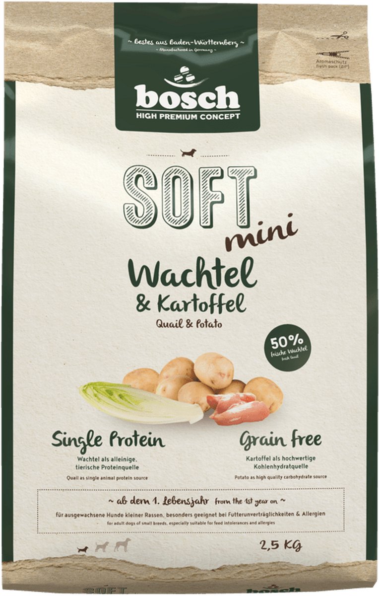 Bosch Bosch Soft Mini Hondenvoer Kwartel en Aardappel - 2,5 kg