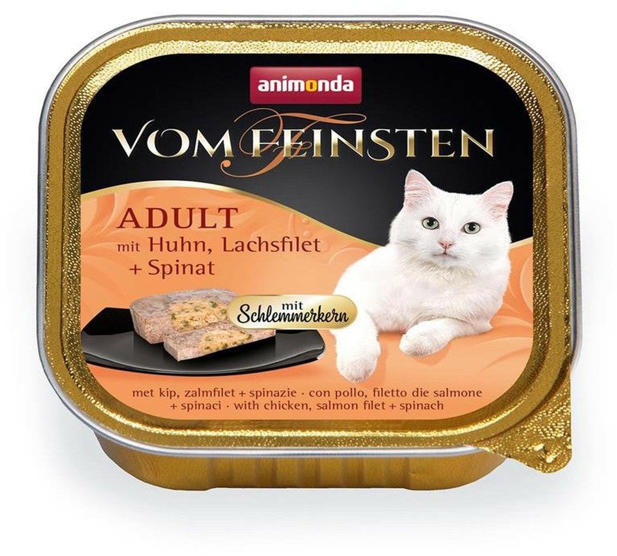 Animonda Animonda Cat Vom Feinsten met gourmetcentrum 32x100g - met kip, zalmfilet & spinazie