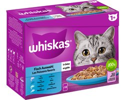 Whiskas 1+ Fish Selection Gelei 12x85g 4-pack - Vis