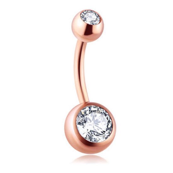 Piercing Nombril - Or Rose Avec Pierres
