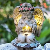 Statue De Jardin Solaire - ROKOO - Ange Gardien - Résine - Jaune - 12