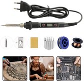 LCD Digitale Verstelbare Temperatuur 80W Soldeerbout Elektrische lasgereedschap Soldeerdraad Pincet Hand - Zwart