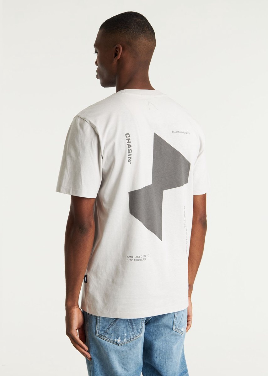 CHASIN' Shirt Heren - Loose Fit T-Shirt Afdrukken - Motan - Lichtgrijs