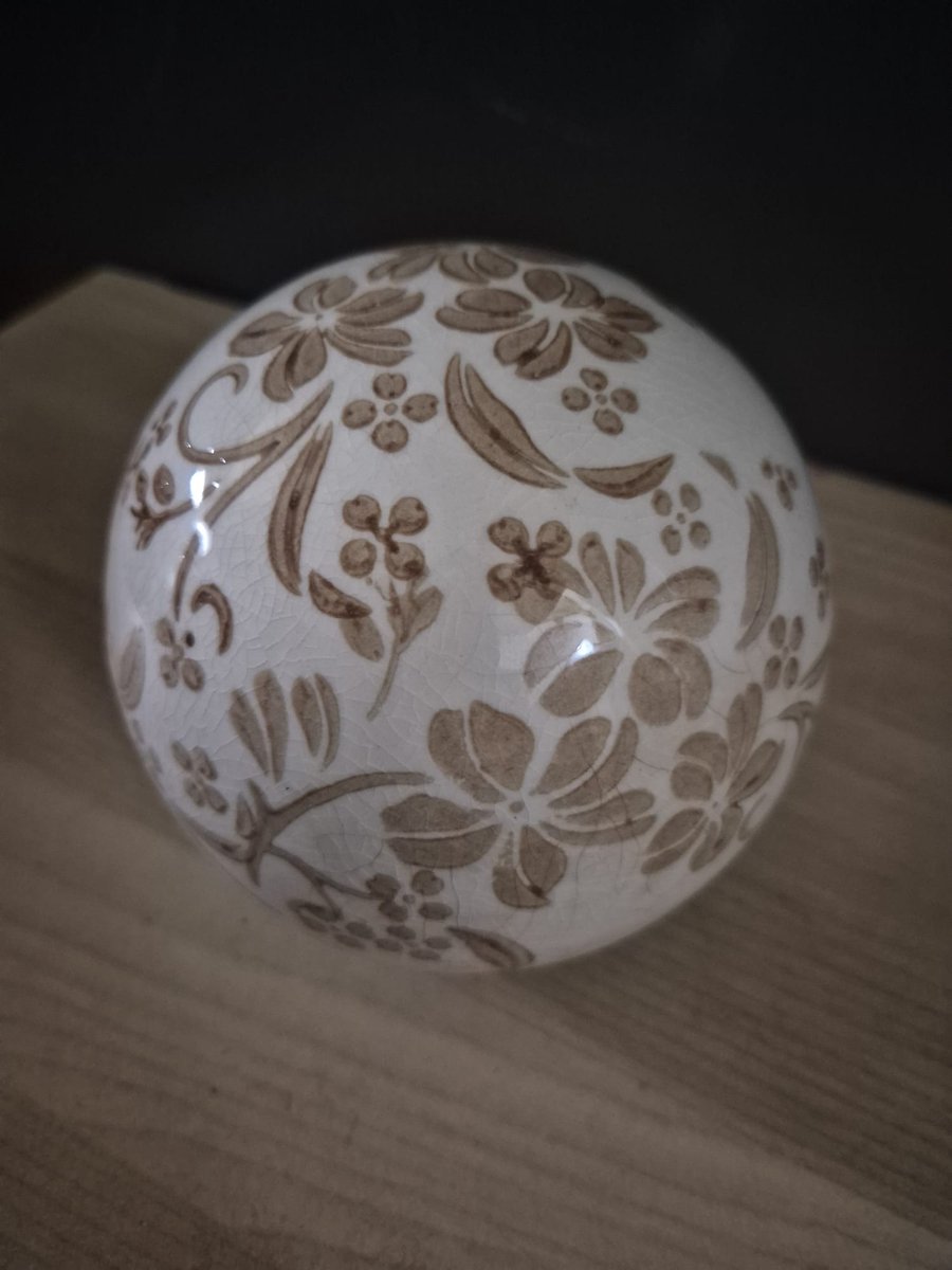 Aardewerk decoratieve bol 12 cm hoog