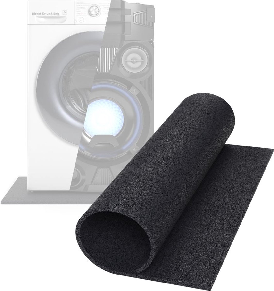 Wasophoogte® Anti Trillingsmat Wasmachine en droger - 60x60x0,8 cm - Geluidsdempende Antislipmat - Trillingsdemper wasmachine