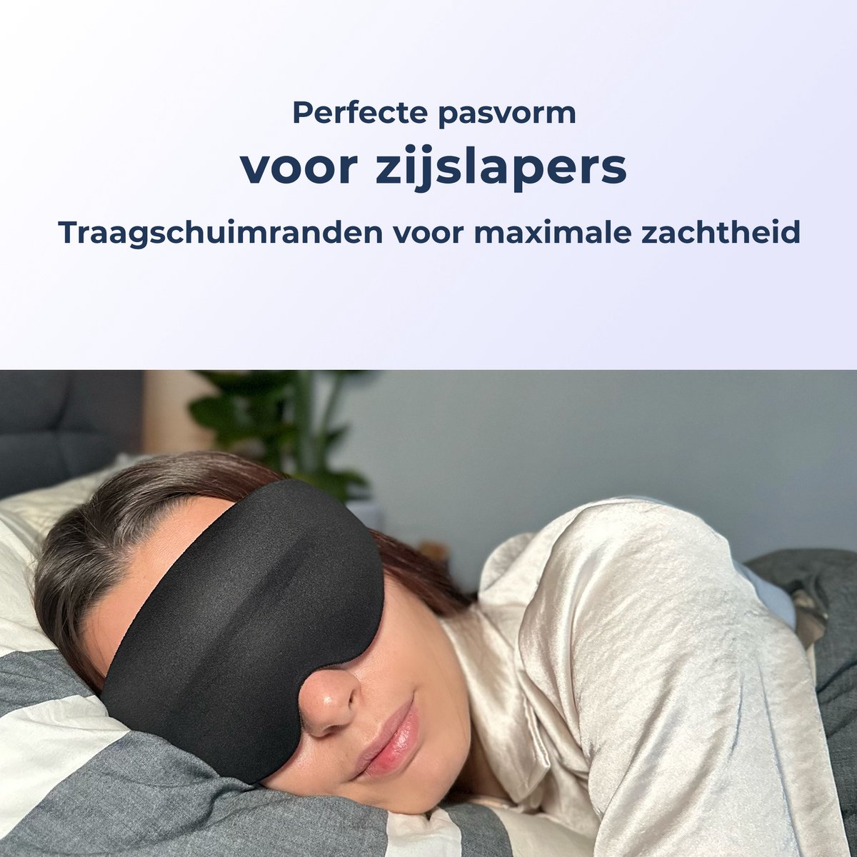 Velosia Premium Slaapmasker - Luxe Oogmasker - 100% Verduisterend - 3D Traagschuim - Mannen & Vrouwen - Zwart — afbeelding 3