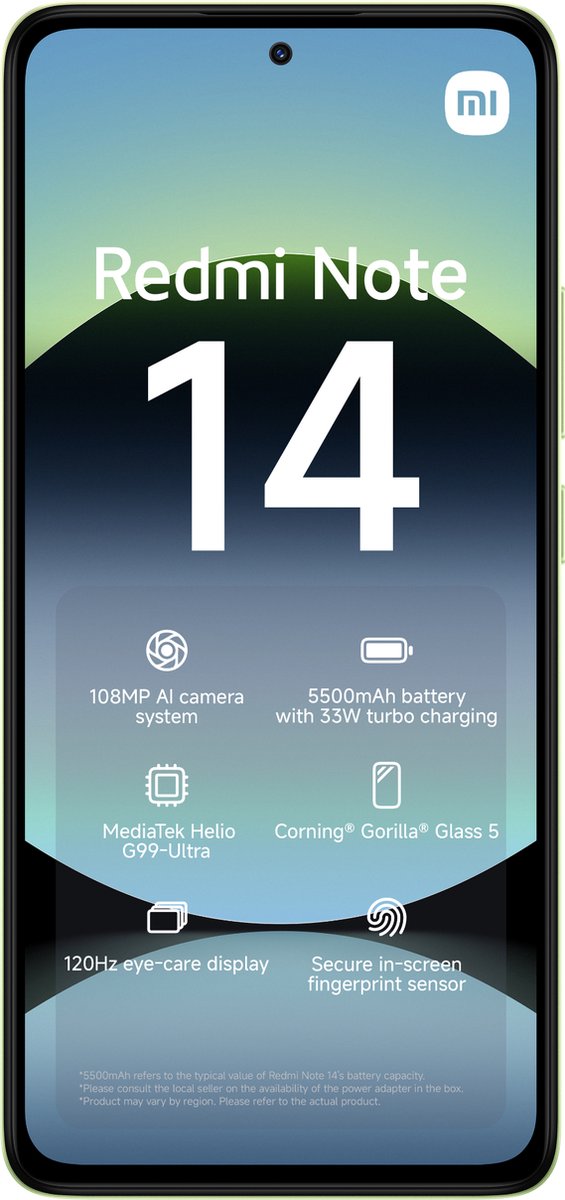 Xiaomi Redmi Note 14 - 8GB/256GB - Lime Groen thumbnail 2