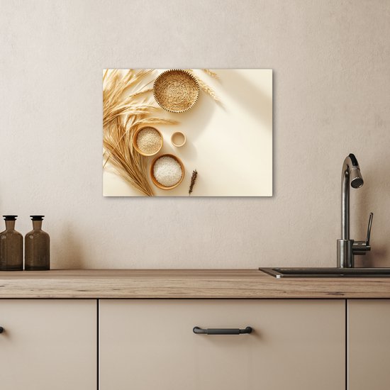 Tableau sur toile 40x30 cm - Décoration murale Céréales - Bois - Kom - Beige - Accessoires de Décoration murale - Décoration murale Cuisine - Peintures sur toile