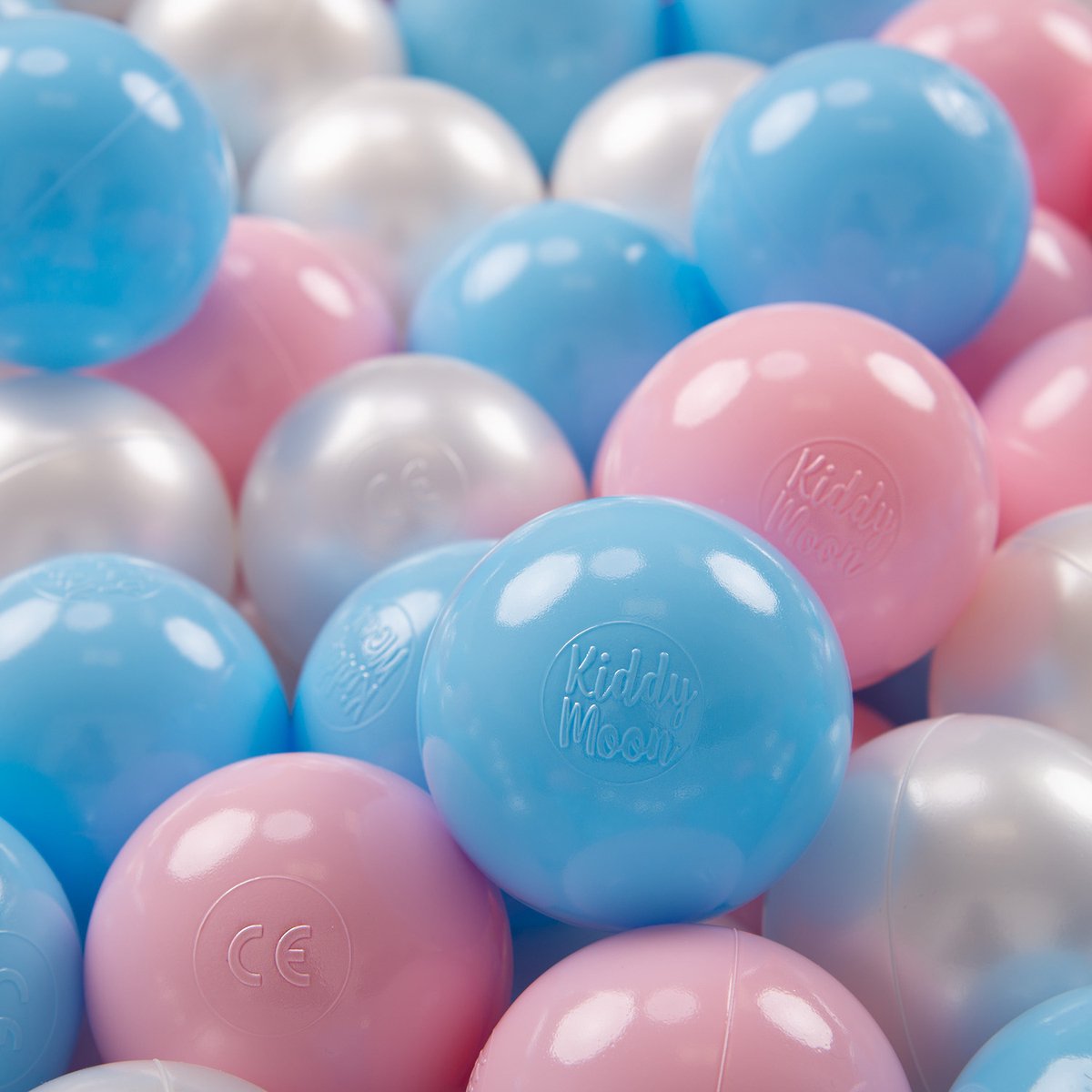 KiddyMoon Ballenbak ballen voor Kinderen 7 cm 700 Stuk - Kinderballen baby - voor Ballenbad - BPA-vrij - Kleurrijke ballen - Babyblauw Poederroze Parel