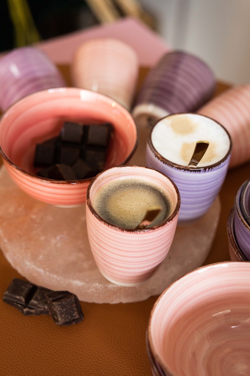 Studio Tavola Kleine Kommen Mykonos Roze & Paars - Set van 6 ø 12 cm - Aardewerk - Oven-, Magnetron- & Vaatwasserbestendig — afbeelding 2