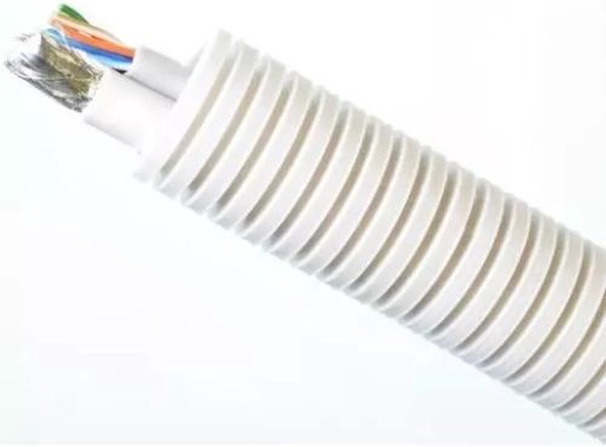 Pipelife Preflex flexibele buis (20mm) met Coax-kabel en UTP CAT.6 kabel, rol 100 meter