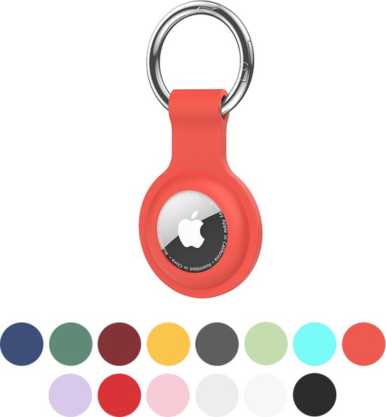 JUALL AirTag Sleutelhanger - AirTag Houder - AirTag Hanger - AirTag Hoesje - Geschikt voor Apple AirTag - Siliconen Oranje