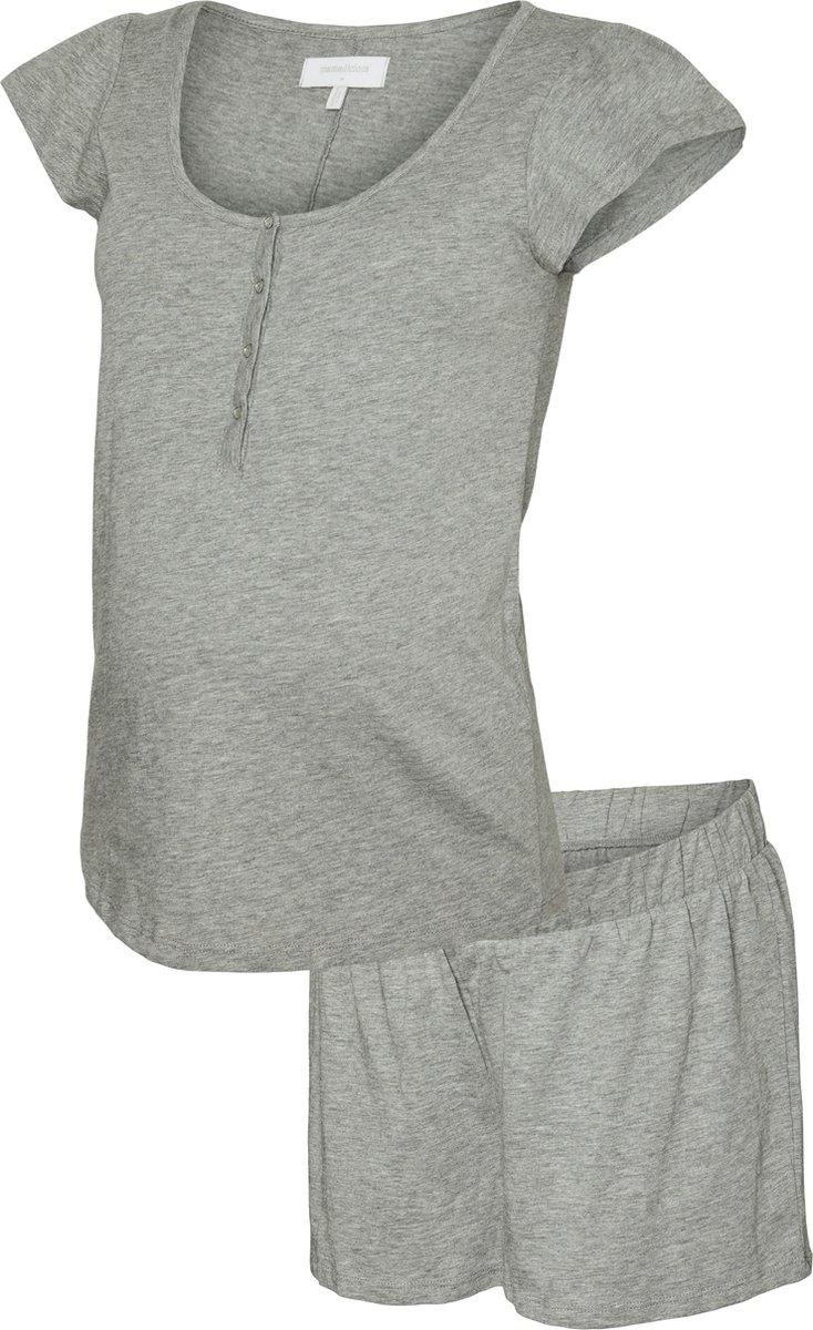 Mamalicious MLMIRA LGM LIA CAP JRS PYJAMAS 2F NOOS - Dames - Pyjamas Light Grey Melange