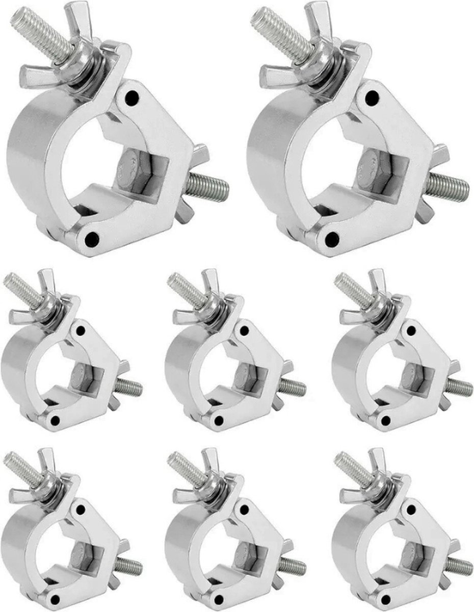 Set Van 8 Truss Klemmen - 30-36mm - 100 kg Capaciteit - Aluminiumlegering Klemmen Voor Podiumverlichting, Spotlights En Moving Head Verlichting