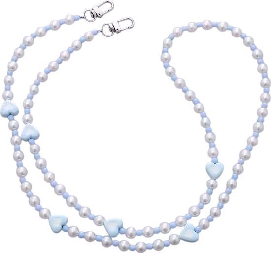 Chaîne de Cross pour téléphone portable - Accessoires de vêtements pour bébé Accessoires de vêtements pour bébé cordon de suspension - Perles en Acryl - Collier de perles de Luxe de 120 cm de long pour téléphone portable - Blauw