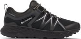 Zwarte Columbia wandelschoen met grijze zigzag-accenten en 'WATERPROOF' logo op de hak.