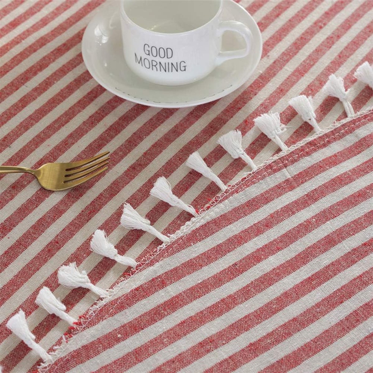 Goodivery ® Elegante Gestreepte Tafelloper met Kwastjes voor Binnen en Buiten