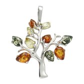 La Rosa Princesa Pendentif Arbre de Life avec Ambre Ambre Argent Rhodié Arbre de Vie Cadeau Femme avec Signification