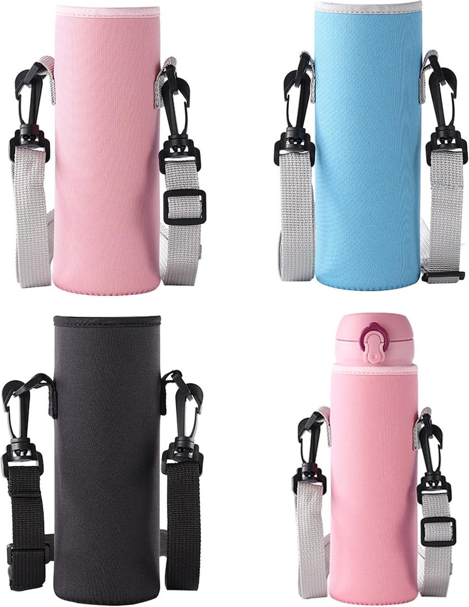 Goodivery ® 3 stuks flesjes thermo-hoeszakken, draagbare drinkfles-tas met riem, neopreen tas beschermt tegen krassen, draagbaar, geschikt voor reizen, uitgaan