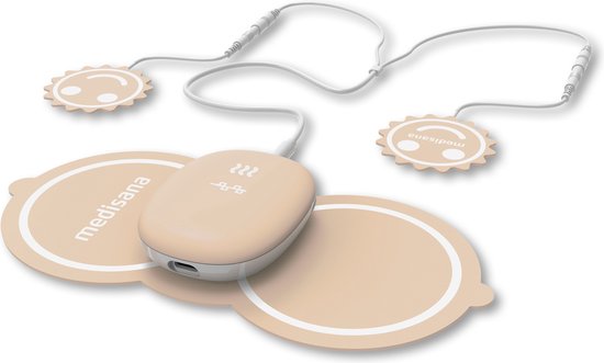 Roze medisana TT 250 menstruatiepad met groot warmtepad en kleine elektroden
