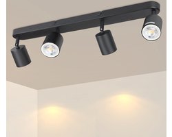 NETTLIFE Opbouwspot - plafondspot met 4 lichtpunten - Plafondlamp - zwart opbouwspots - L 58 cm - draaibar - kantelbaar - GU10 fitting - plafoniere - excl. GU10