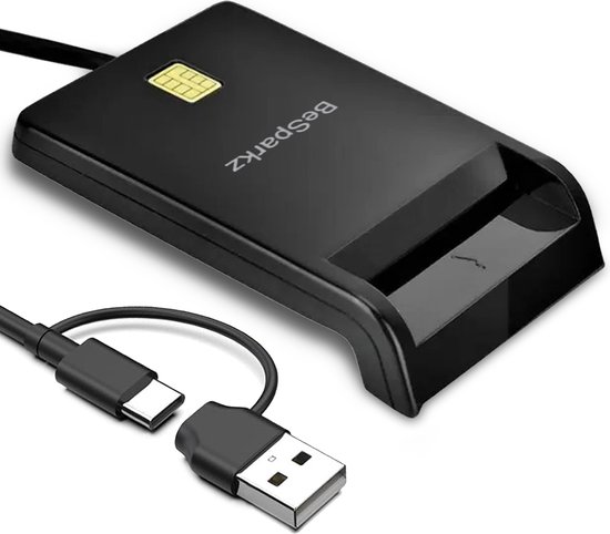 BeSparkz kaartlezer identiteitskaart belgie - eID Kaartlezer USB A & C - kaartlezer identiteitskaart belgie - Europa - ID Kaartlezer - ID Card Reader