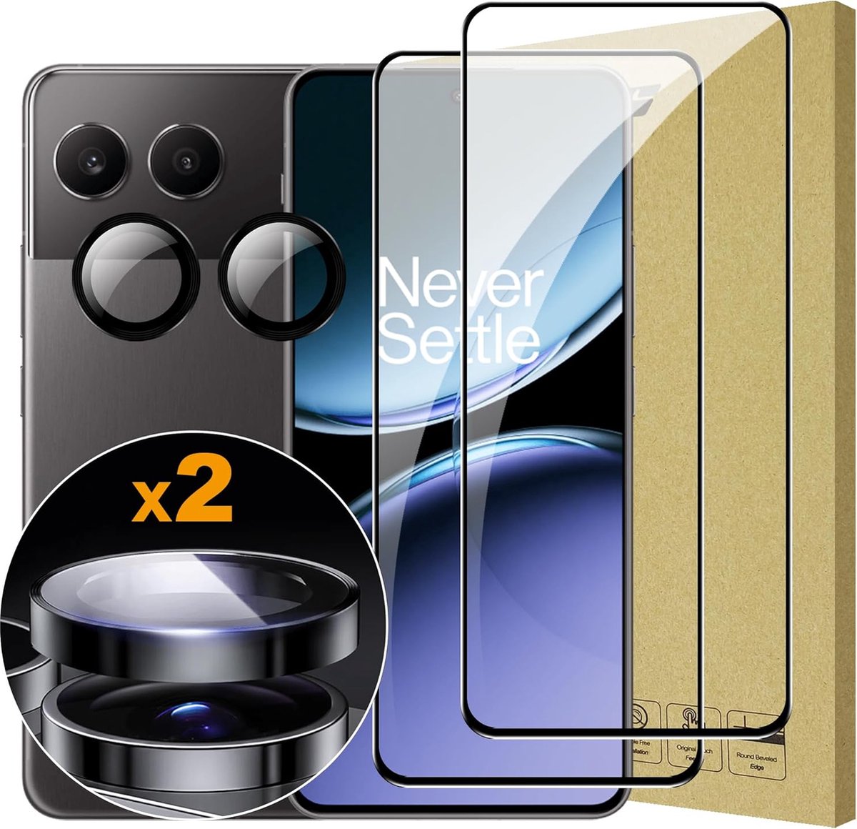 Exobox Geschikt voor Oneplus Nord 4 - 2+1 Volledige Dekking Gehard Glas - Camera Lens Beschermer - Zwart