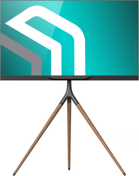 ONKRON Verrijdbare TV-standaard voor 32-75 inch schermen tot 40 kg, universele in hoogte verstelbare TV-voet met draaifunctie max VESA 400x400, glazen TV-standaard/TV-houder Zwart PT3-B