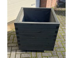 AMISHOUT - Vierkante plantenbak van hout 70x70x70 cm - antraciet - bloembak buiten