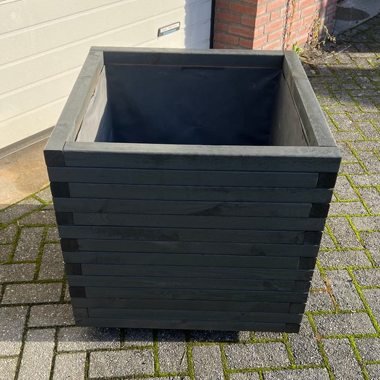 AMISHOUT - Jardinière carrée en bois 70x70x70 cm - anthracite - jardinière d'extérieur