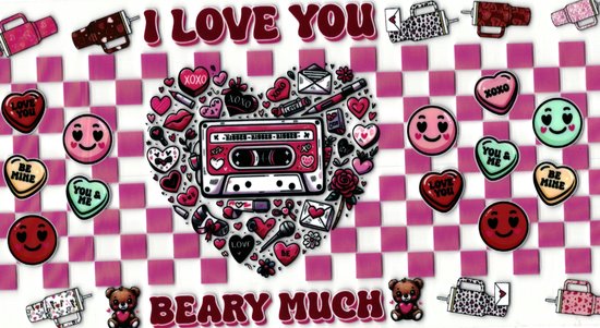 UV DTF cup sticker – stickers – beker – cup – koffie – drinkbeker – sticker – valentijn – love – roze hartjes – uv sticker – hobby – stikker – zelfklevende sticker – leuk voor op drinkbeker – beplakken op alle objecten – leuk voor op je koffer