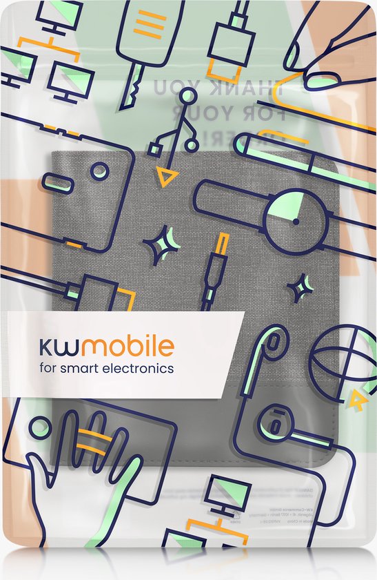 kwmobile hoes geschikt voor Kobo Libra Colour - Canvas beschermhoes in antraciet / zwart - Voor e-reader van Merkloos — afbeelding 2