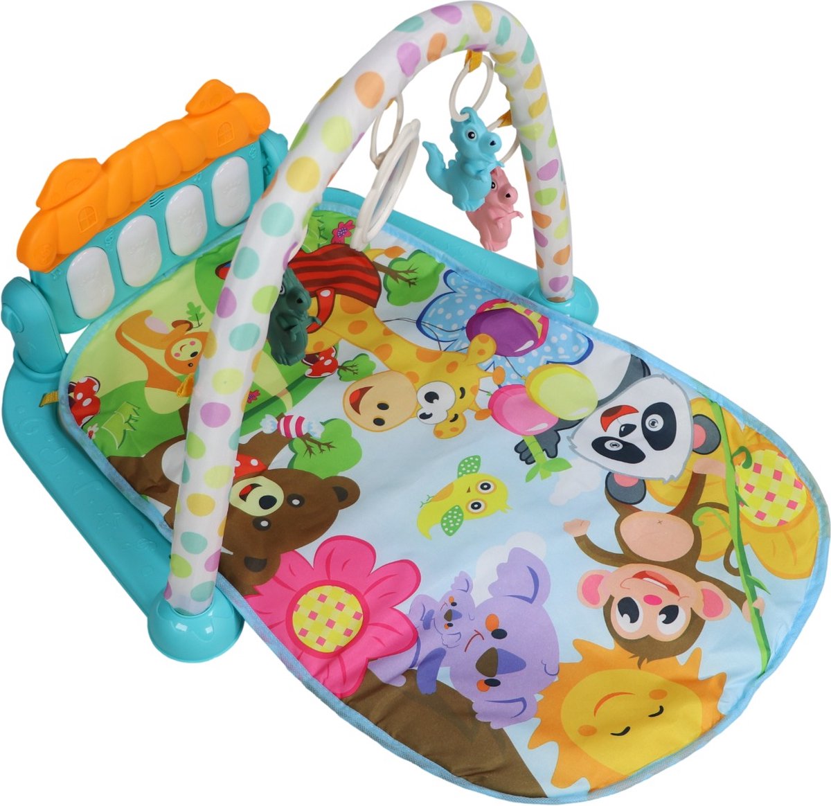 Moni Toys - Piano Activiteiten Speelkleed - Multicolor - Met Speelboog, Spiegeltje & Muziek - Educatief Baby Gym - Vanaf 0 Maanden — afbeelding 13