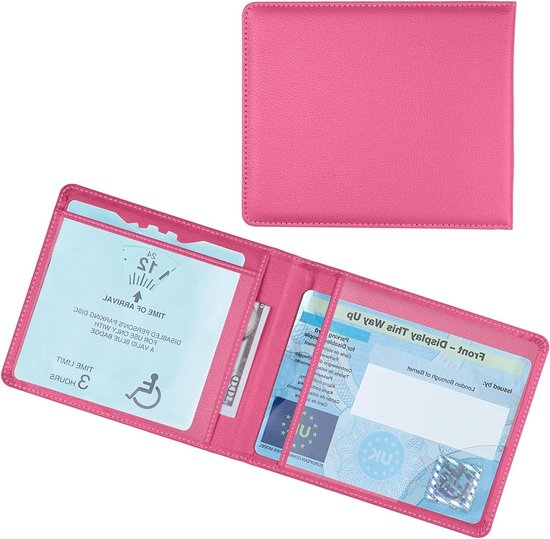 Zachte lederen gehandicapte badge houder portemonnee handicap parkeren badge cover houder door glamified gehandicapten blauwe badge display houder (geel