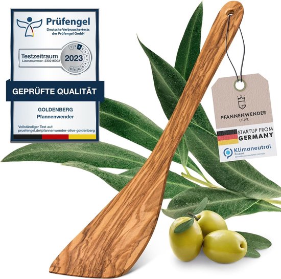 GOLDENBERG® Premium Keukenspatel - Fijnste Italiaanse Olijfhout - Pannenlikker Made in Germany - 100% Klimaatneutraal - houten Spatel - houten Kookgerei