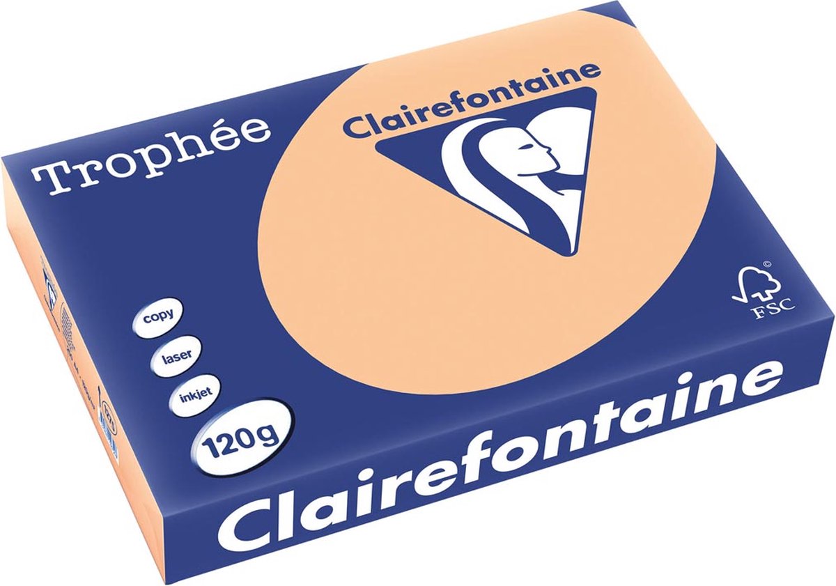 Clairefontaine Trophée Pastel, gekleurd papier, A4, 120 g, 250 vel, abrikoos