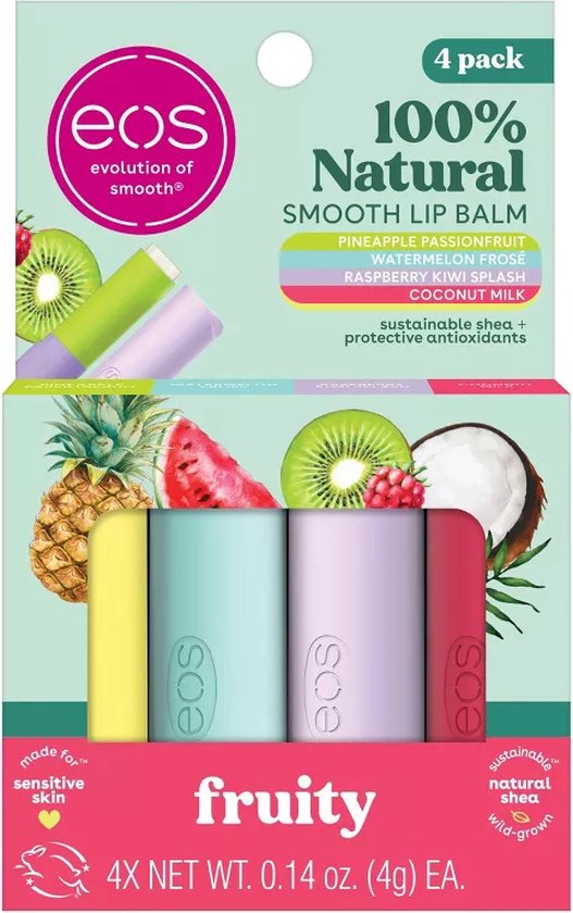 Foto: Eos lip balm variety pack 100 natuurlijk fruitige lippenbalsem 4 stuks