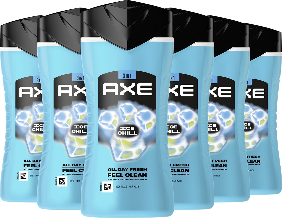 Axe Ice Chill 3-in-1 Douchegel - 6 x 250 ml - Voordeelverpakking