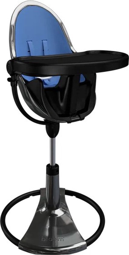 Bloom Fresco design meegroei kinderstoel | titanium / riviera blue | eettafel-en barhoogte verstelbaar | 2 kantelstanden I 0-8 jaar