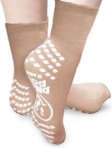 Antislip Sokken - Ziekenhuis sokken - Latex vrij - Medium - 38/42 - Licht Bruin